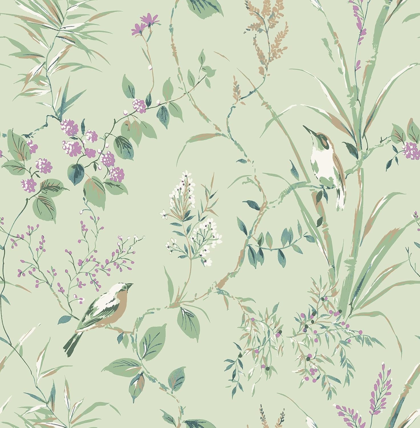 CROWN Mariko Mint/Plum Paper Wallpaper