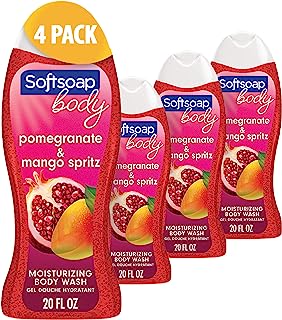 Softsoap Body Wash, Pomegranate & Mango Spritz Body Wash, 20 Fl Oz (Pack of 4)