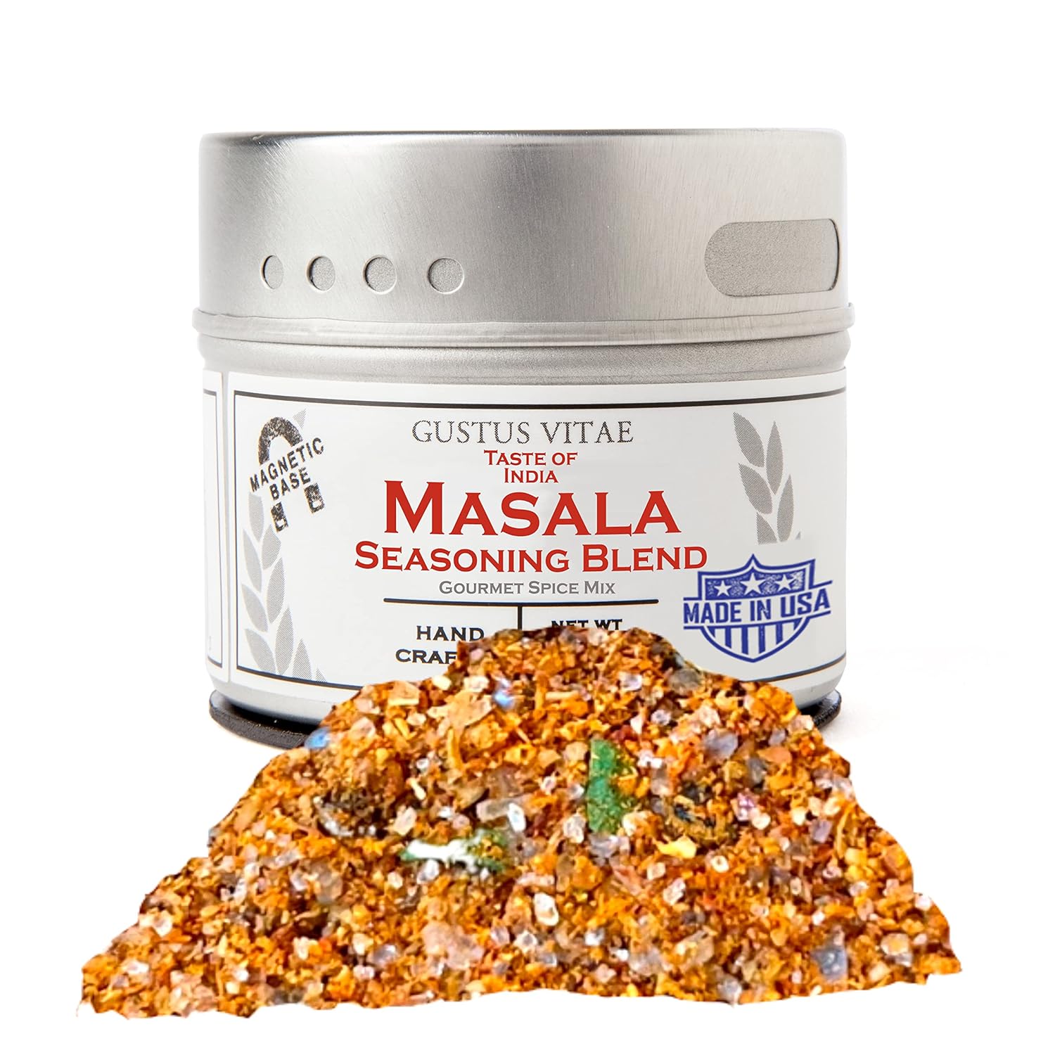 Taste of India: Masala Seasoning Blend | Gourmet Spice | All Natural Mix, Non GMO | Hand Made, Small Batch Spice Mix | Made in USA | Artisanal Seasoning | GLP-1 Friendly | Magnetic Tin | Ultra Premium | Gustus Vitae | #079