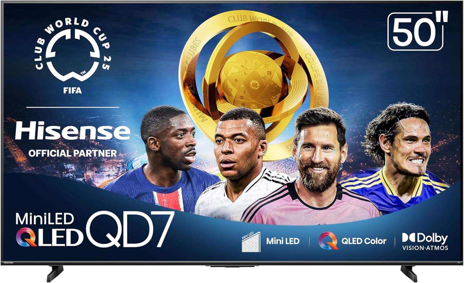 Hisense 50" Class QD7 Series Mini-LED 4K UHD Smart Fire TV (50QD7QF, 2025 Model) - QLED, HDR10+, Dolby Vision, Dolby Atmos, Game Mode Plus, ALLM, Alexa Built in with Voice Remote, Streaming TV, Black