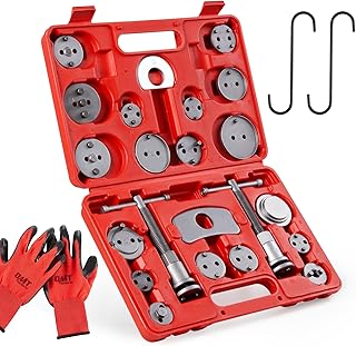 Orion Motor Tech 24pcs Brake Caliper Tool, Heavy Duty Brake Caliper Compression Tool Caliper Piston Tool for Brake Pad Replacement Reset, with Thrust Bolt Assemblies Retaining Plates 18 Disc Adapters
