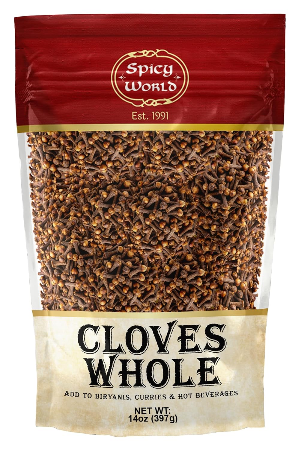 Spicy World Whole Cloves Bulk 14 Oz Bag - Premium Quality - Great for Foods, Clove Tea, Clove Pomander Balls & Potpourri - Aromatic & Richly Flavored Cloves Whole