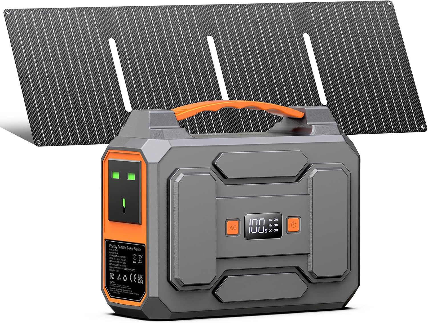 POWKEY Portable Powerstation 100W with 40W Solar Panel, 27000mAh/99Wh Solar Generator Camping Power Pack Emergency with 230 V AC Output / 18 W USB-A/USB-C for Motorhome Camping