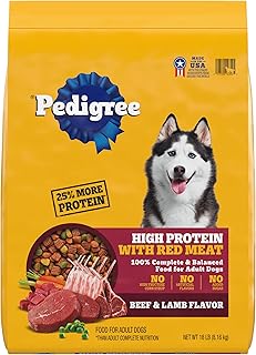 Pedigree High Protein Adult Dry Dog Food, Beef and Lamb Flavor, 18 lb. Bag