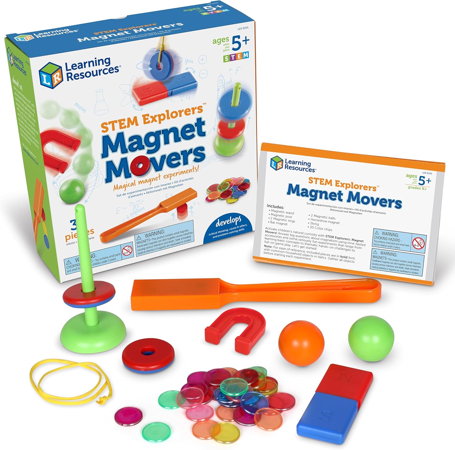 Learning Resources STEM Explorers -Ages 5+, Magnet Movers, Critical Thinking Skills, STEM Certified Toys, Magnets Kids,Magnet Set,Back to School Supplies,39 Pieces