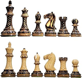 Hastha Kalalu Staunton Style Chess Pieces Burnt Style British Staunton Tournament Series Chess Set Hand Carved Chess Pieces Wood with Extra Queens - Chess Pieces Only