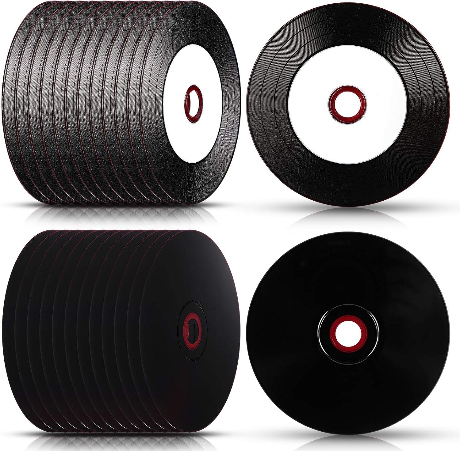 25 Pcs CD-R Blank Discs 700mb 80 Min 52x Vinyl Recordable Disc with White Inkjet Printable Center and Black Recording Surface for Music Data