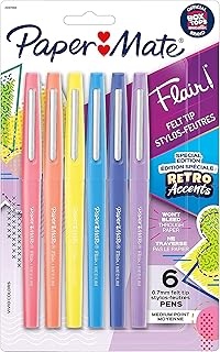 Paper Mate, PAP2097888, Flair Medium Point Pens, 6 / Pack