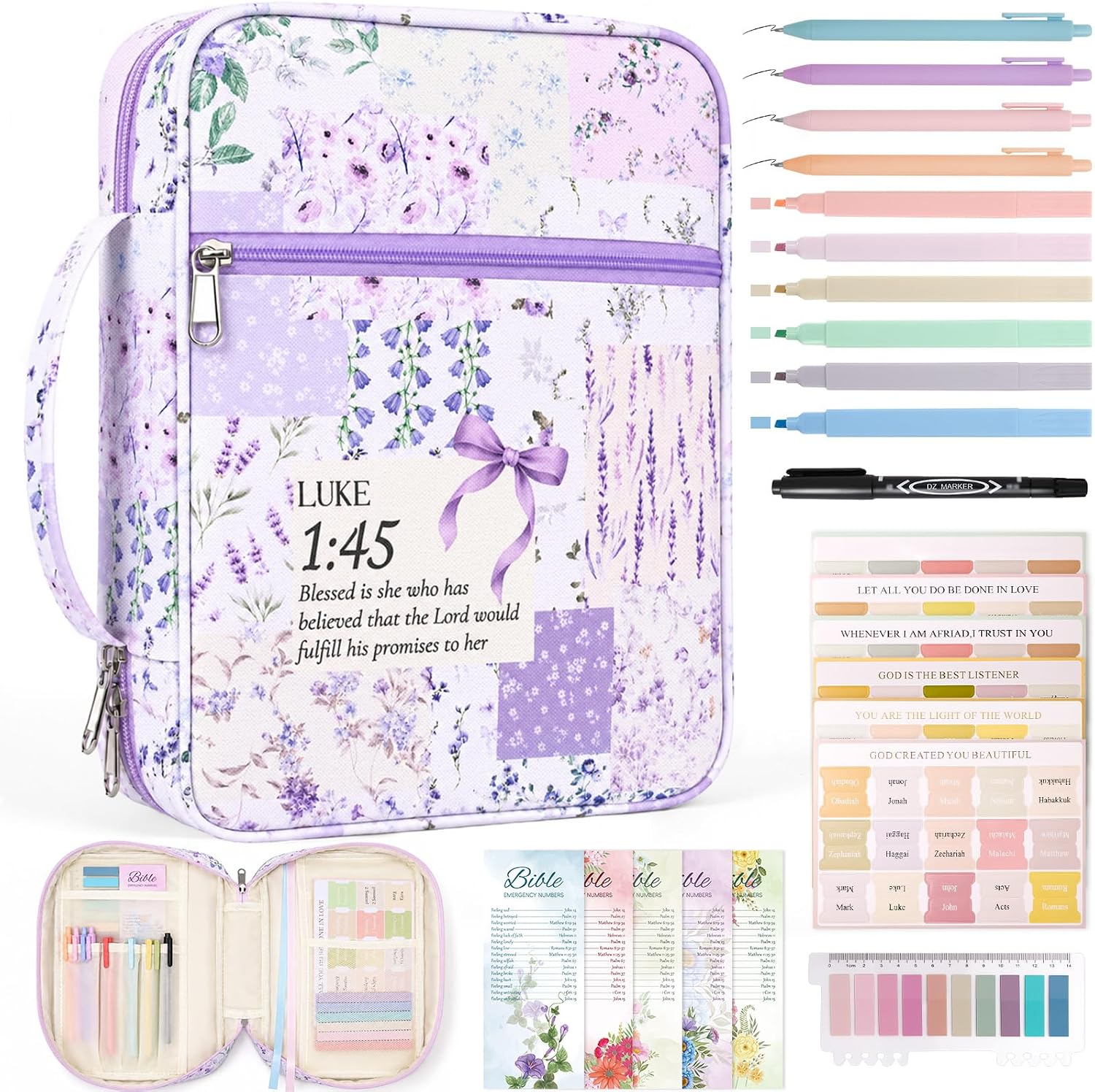 Bible Cover Case for Women Bible Bag Journaling Kit w/Study Supplies