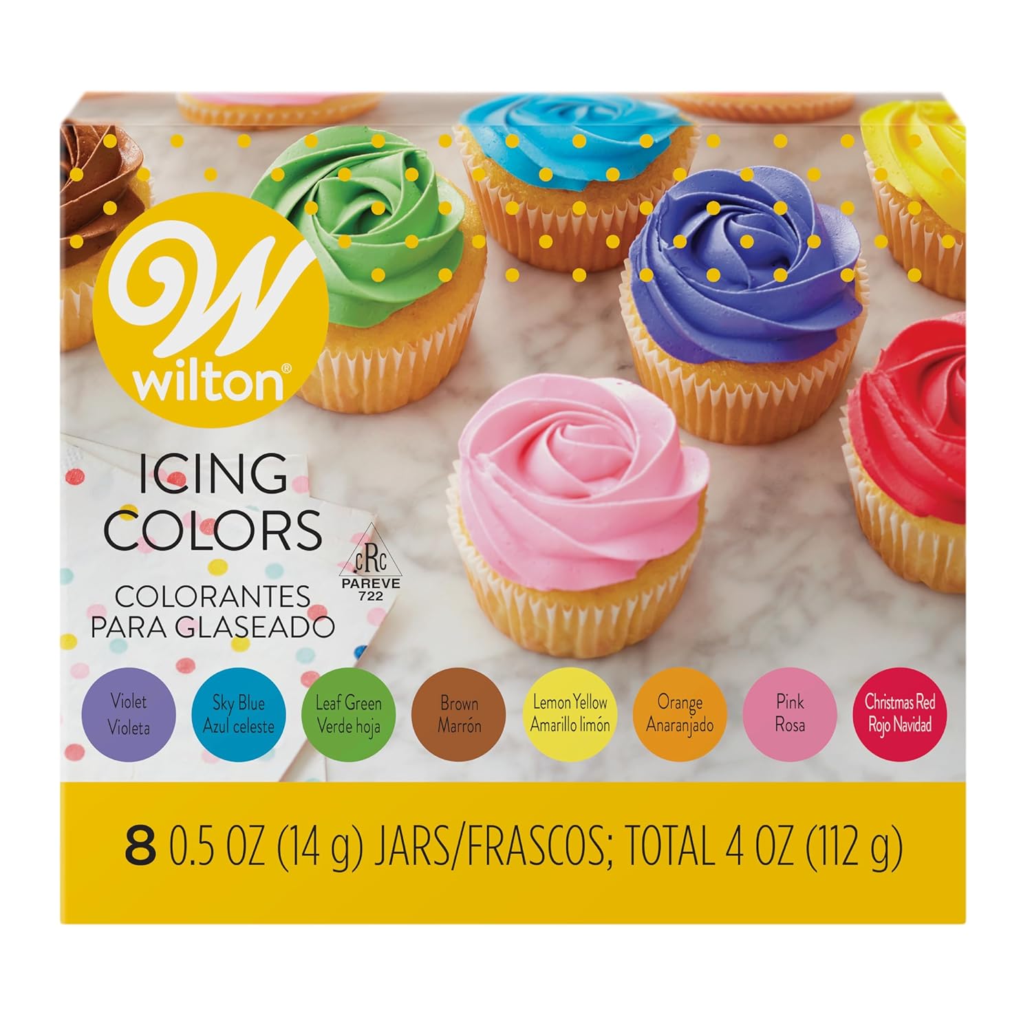 Wilton 8-Count Icing Colors for Cakes & Cupcakes, Gel-Based Colors for Frosting - Note that Packaging May Vary