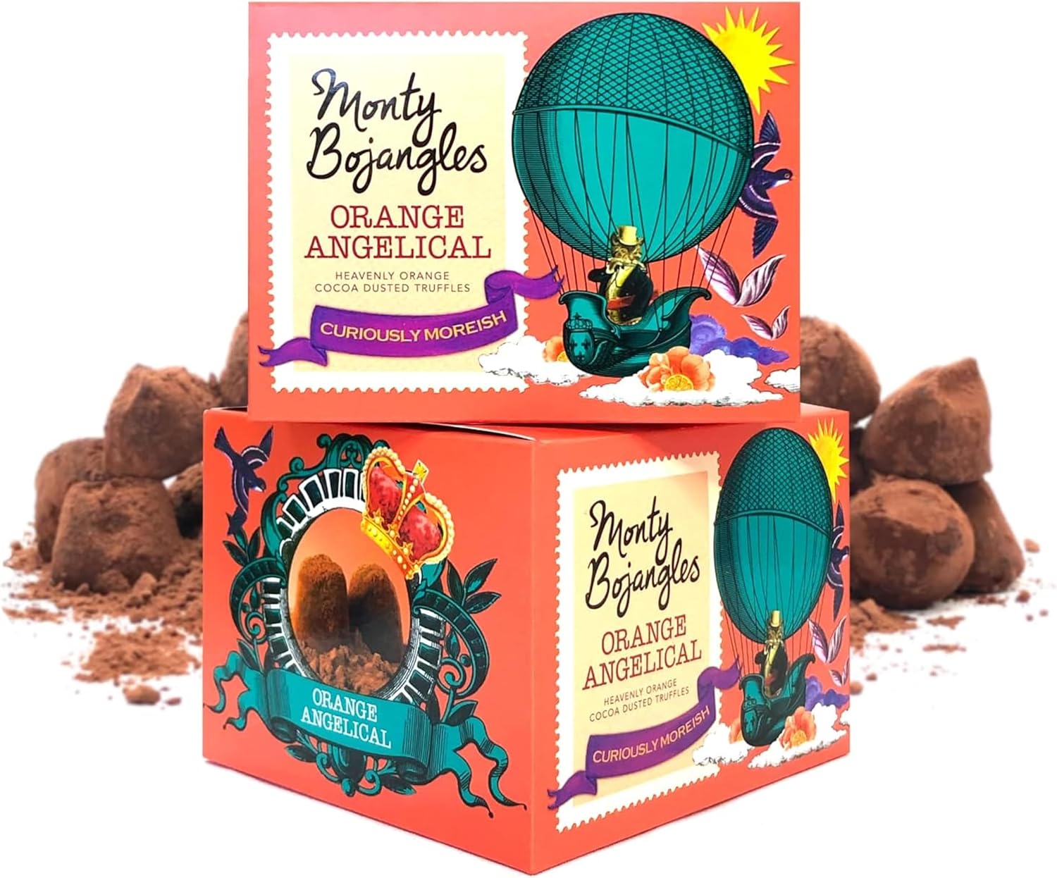 Monty Bojangles Orange Angelical Cocoa Dusted Chocolate Truffles (2 x 150g Chocolate Gift Box) - Heavenly Orange Flavoured Chocolatey Truffles - Award Winning Luxury Chocolates Gift Set