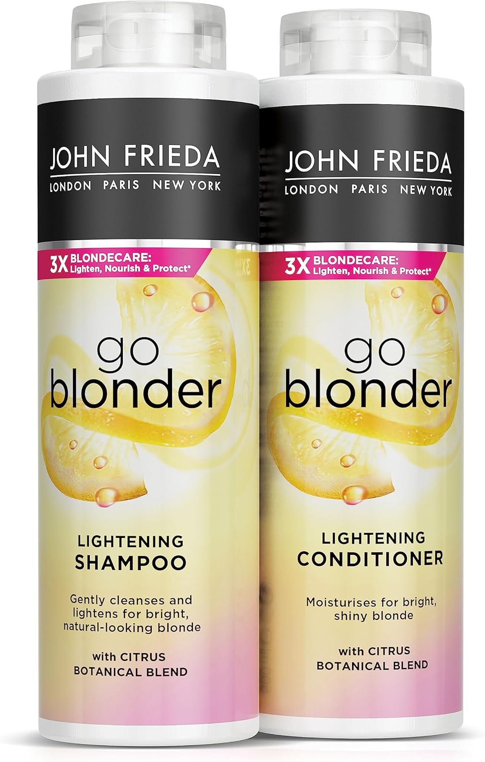John Frieda Go Blonder Lightening Shampoo And Lightening Conditioner Duo Value Bundle Blonde Hair 2 X 500 Ml (Packaging May Vary)