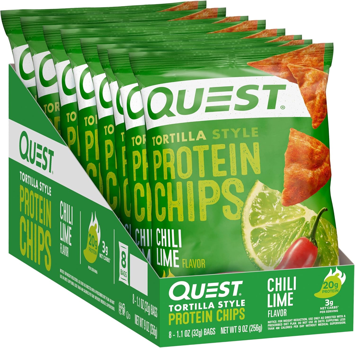 Quest Nutrition Tortilla Style Protein Chips, Chili Lime, 8 Count