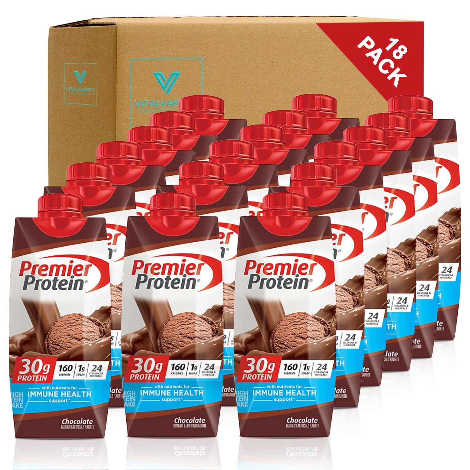 Premier Protein High Protein Shakes Variety Sampler Pack Chocolate 11 Fl. Oz Each (18pk)