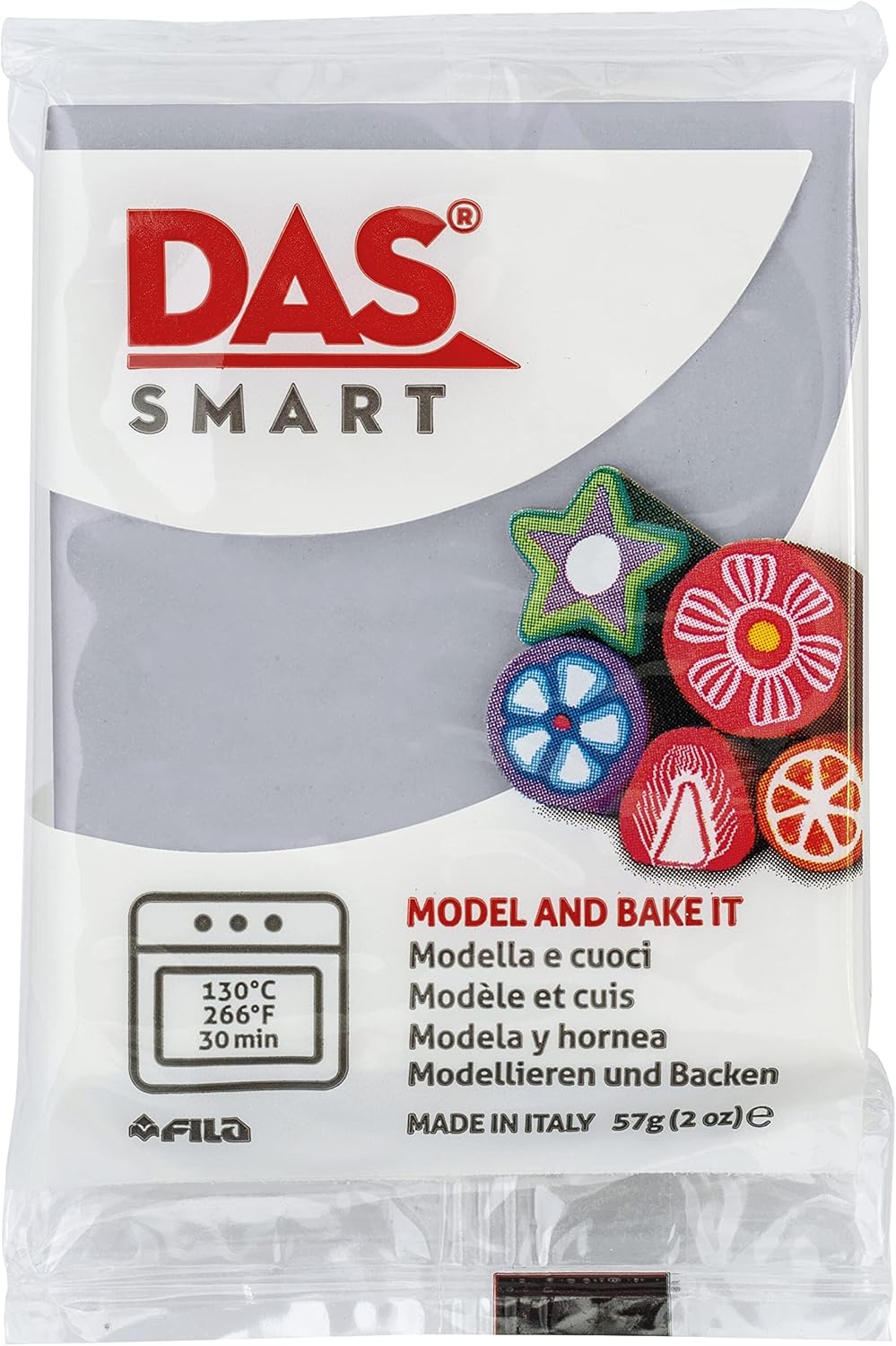 DAS Smart Oven Bake Modelling 56g Clay, Cool Grey, Ideal for Professionals and Hobbyists