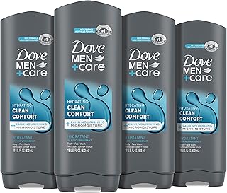 DOVE MEN + CARE Body and Face Wash Clean Comfort 4 Count for Healthier and Stronger Skin Effectively Washes Away Bacteria While Nourishing Your Skin, 18 oz
