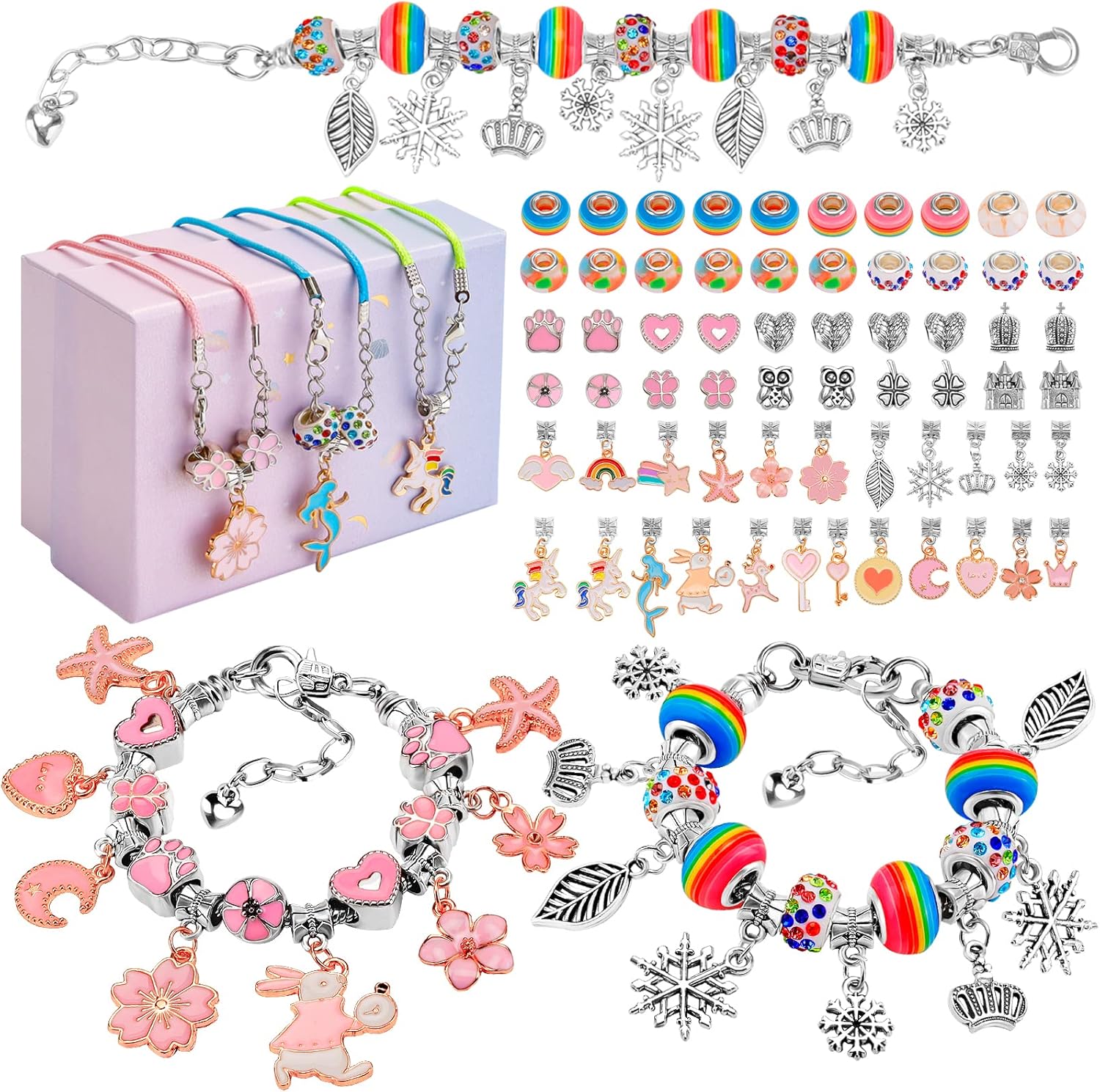 FancyWhoop Bracelet Making Kit Gifts for Girls - 5-12 Year Old Jewelry Sets, Charm Jewellery Toys DIY Arts And Crafts Kids, Christmas Stocking Fillers Birthday Gift Ideas Teenager Children