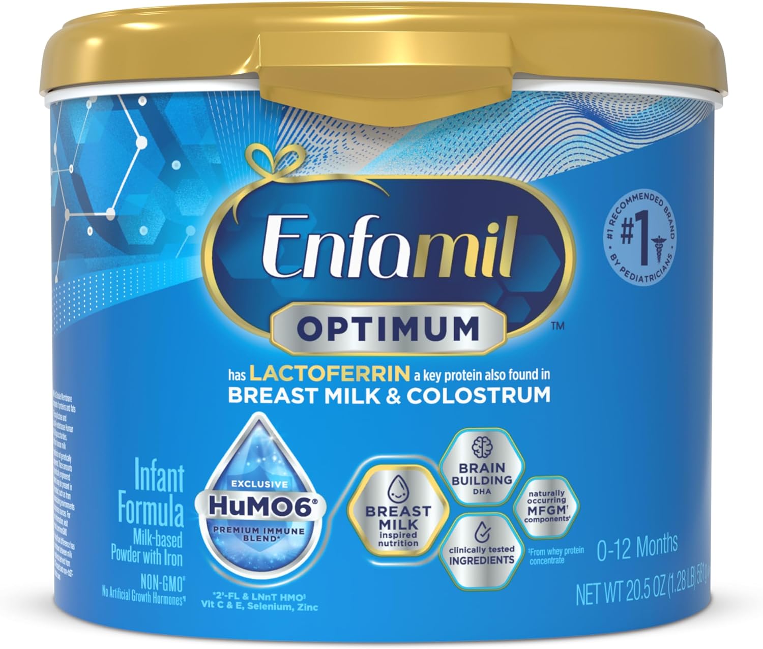 Enfamil Optimum Baby Formula, Our Closest Formula to Breast Milk, Immune-Supporting Lactoferrin also found in Breast Milk, Brain-Building DHA, 20.5 Oz