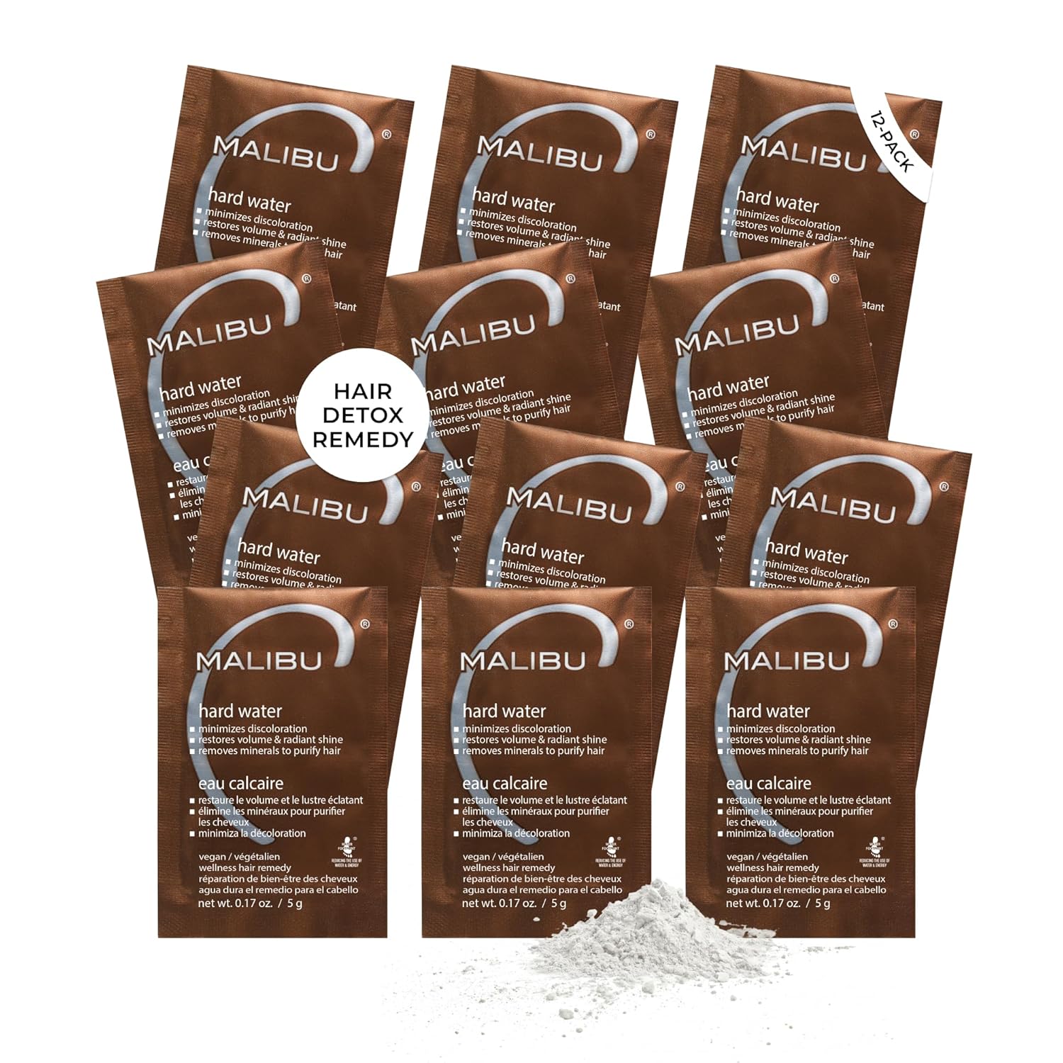 Malibu C Hard Water Wellness Remedy - Removes Deposits & Impurities - Contains Vitamin C for Shiny, Vibrant Results - Hard Water Treatment (12 Packets)