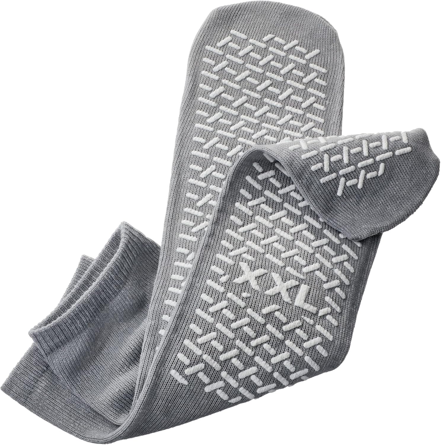 XX-Large Non Slip Socks, Gripper Socks; Yoga Socks, Pilates Socks, Barre Socks; Hospital Socks Men; Grippy Socks Men & Women; Grip Socks For Yoga, Assisted Living (Non Skid) (Gray) (XXL) (Premium) (3)