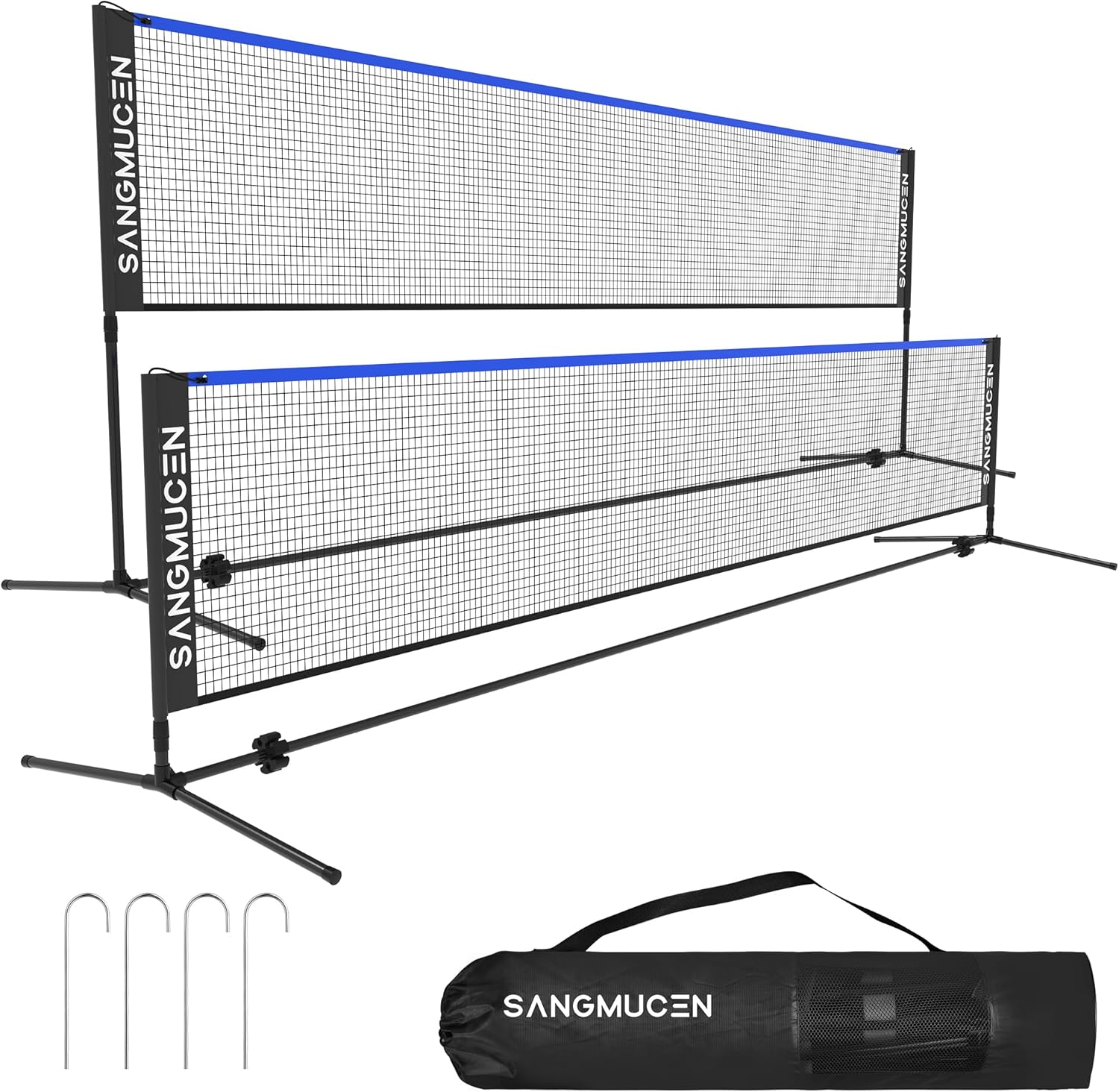 SANGMUCEN 3 m/4 m/5 m Badminton Net Set, Volleyball Net Outdoor, Height Adjustable,Portable with Carry Bag, Ideal Recreational Sports Net for Tennis, Kids Badminton or Volleyball
