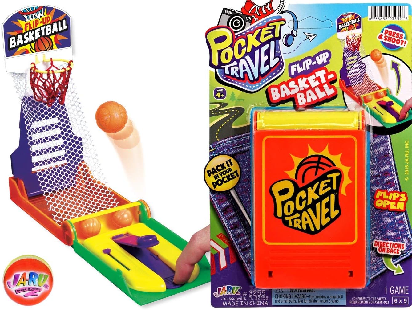 JA-RU Mini Basketball Game (1 Unit) Portable Hoop Shooting Sports Travel Toys for Kids. Tabletop & Office Desktop Handheld Accessory. Arcade Party Favors. 3255-1