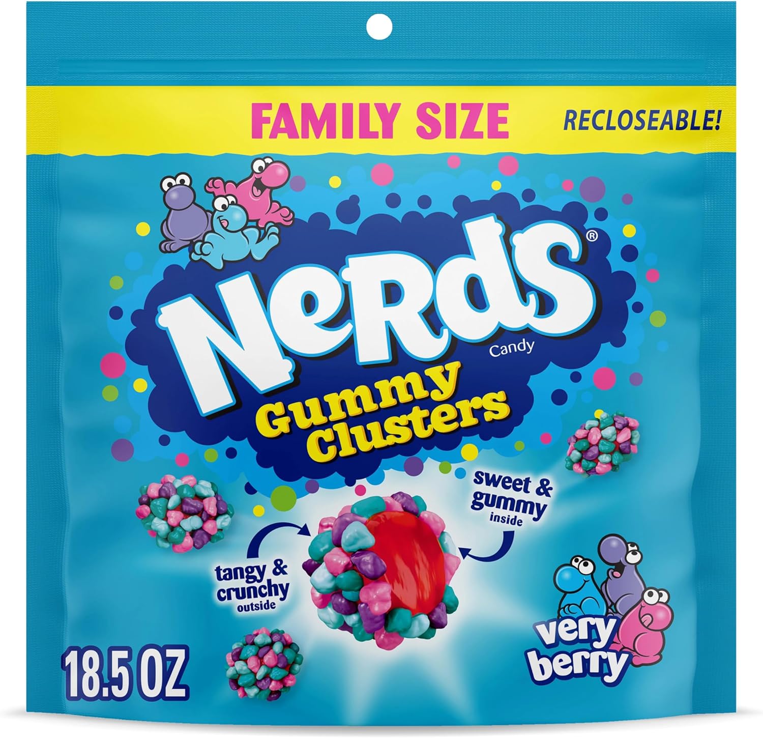 Nerds Gummy Clusters Candy, Very Berry, Resealable 18.5 Ounce Big Bag