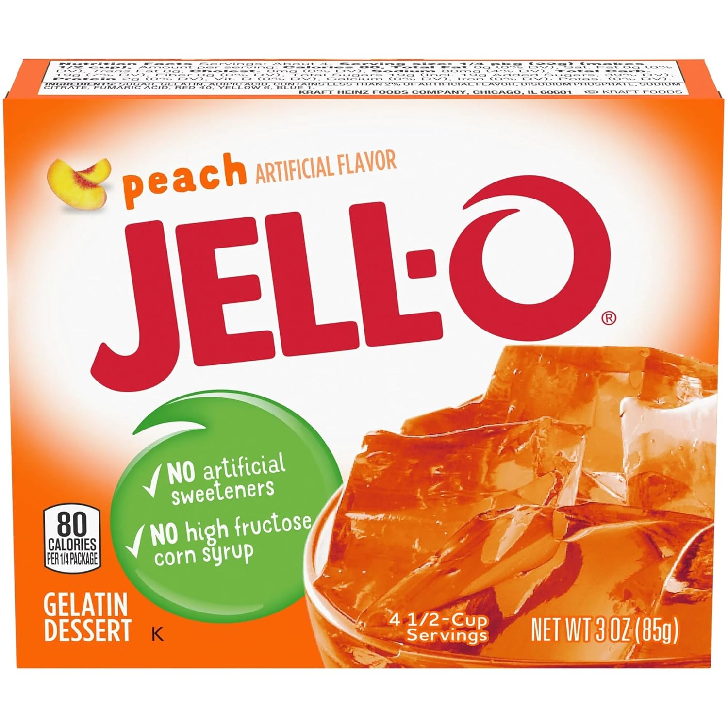 Jell-o, Gelatin Dessert, Peach (Pack of 2)