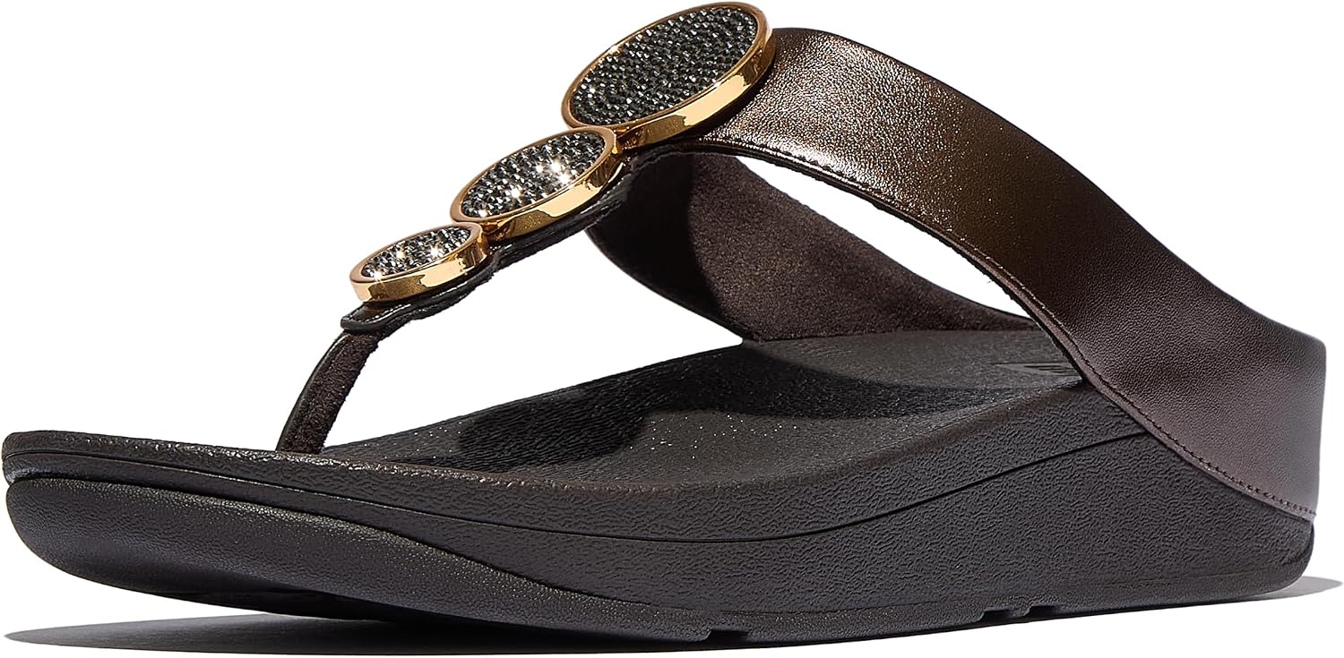 Fitflop Women's Halo Bead-circle Metallic H-bar SlidesWedge Sandal