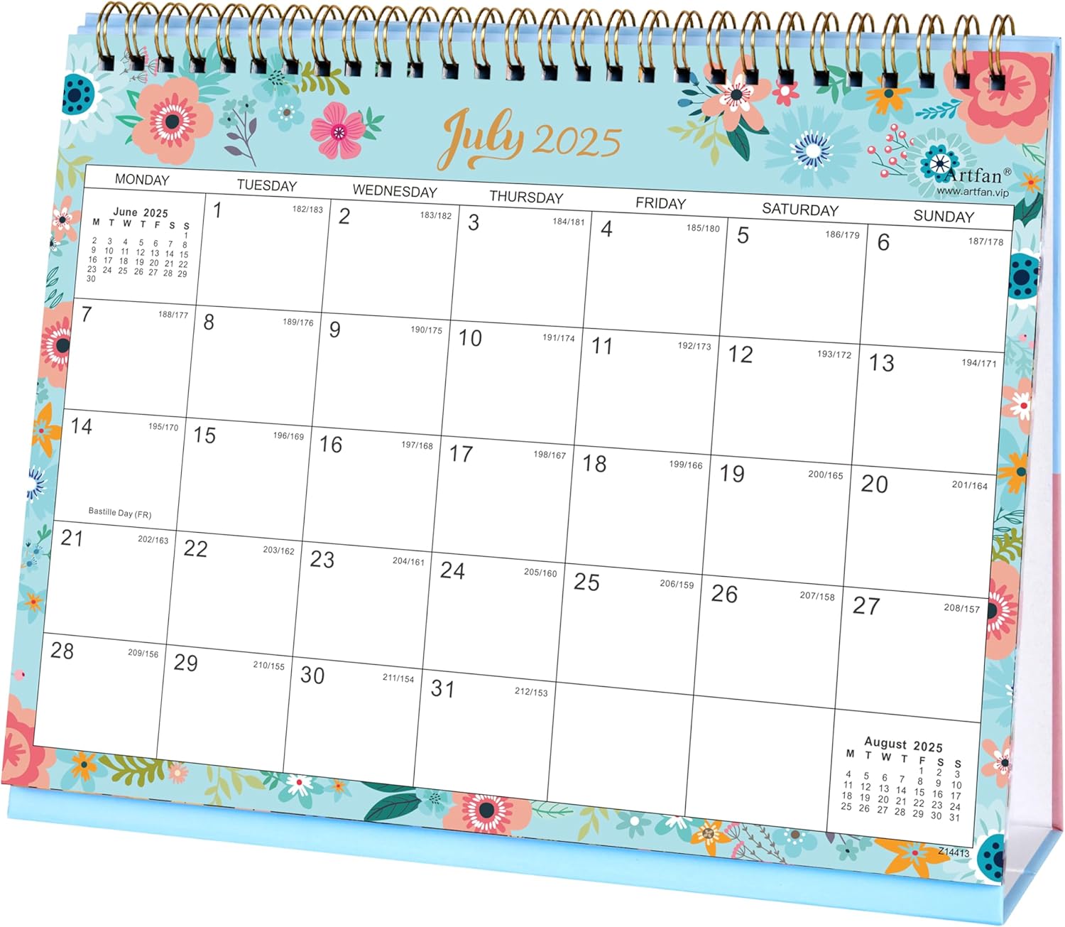 2025-2026 Desk Calendar - Standing Flip 2025-2026 Desktop Calendar with Thick Paper, July 2025 - December 2026, 25.5 x 20.5 x 8 cm, Twin-Wire Binding, Large Unruled Blocks