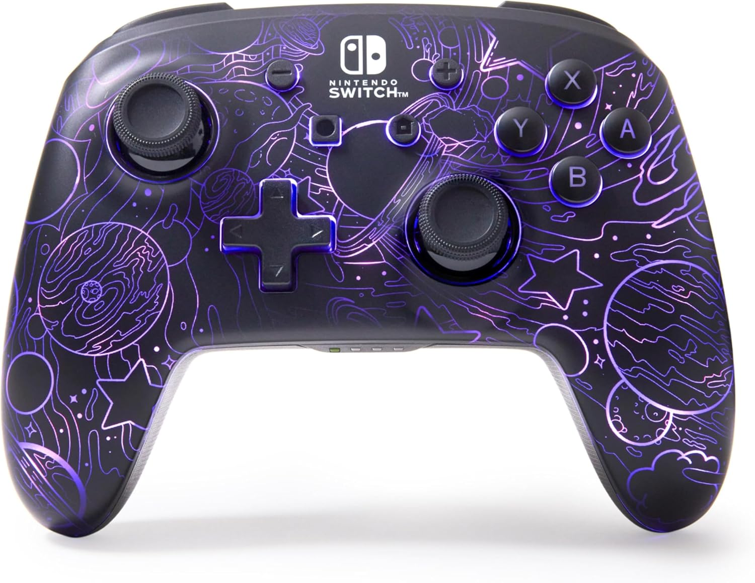 PowerA Enhanced Wireless Controller for Nintendo Switch with Lumectra - Galactic Vortex, RGB lighting reveals a hidden galaxy design, rechargeable battery, motion controls, officially licensed
