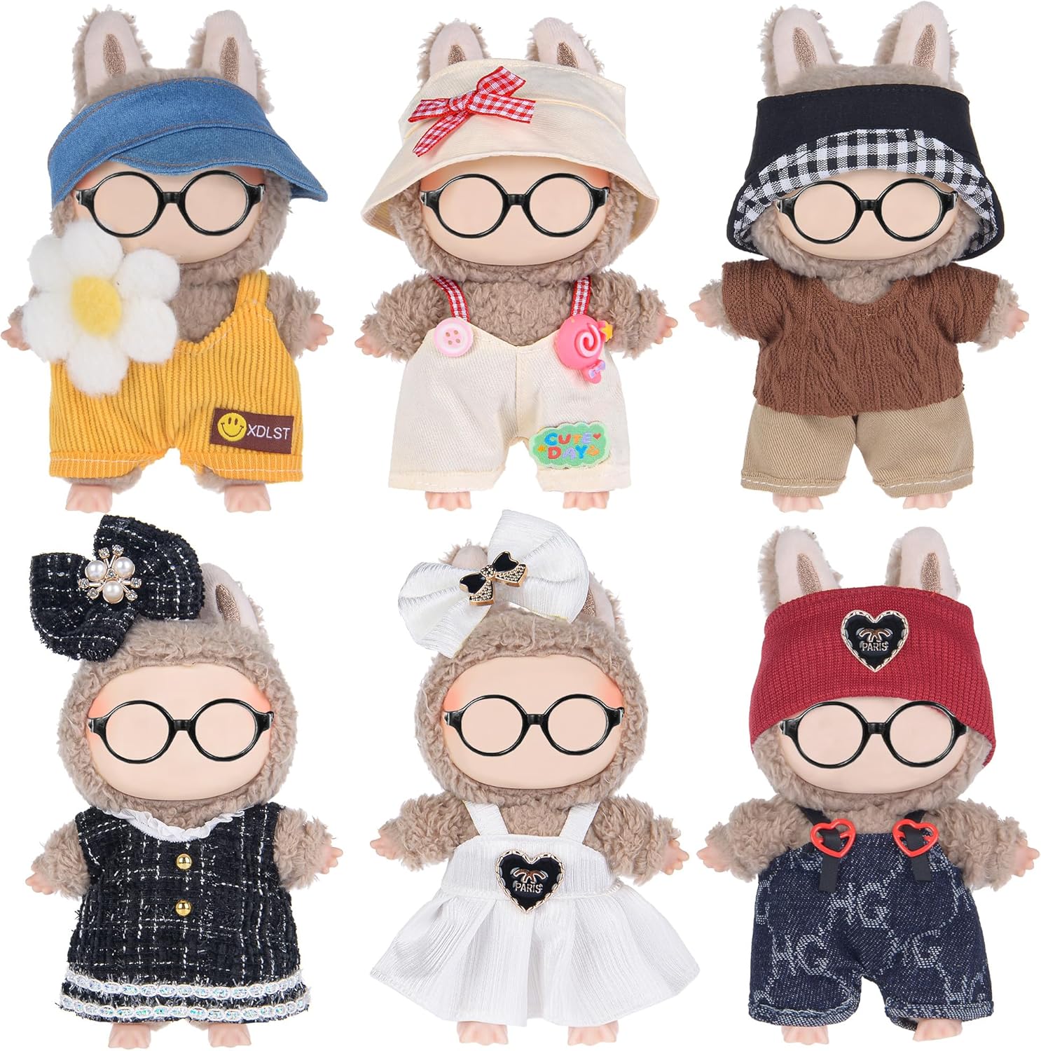Total 6 Sets 17cm Dolls Clothes Dress and Accessories Include Outfits, Dresses-Soft & Stylish Costume Accessories (Doll and Glasses are Not Icluded)