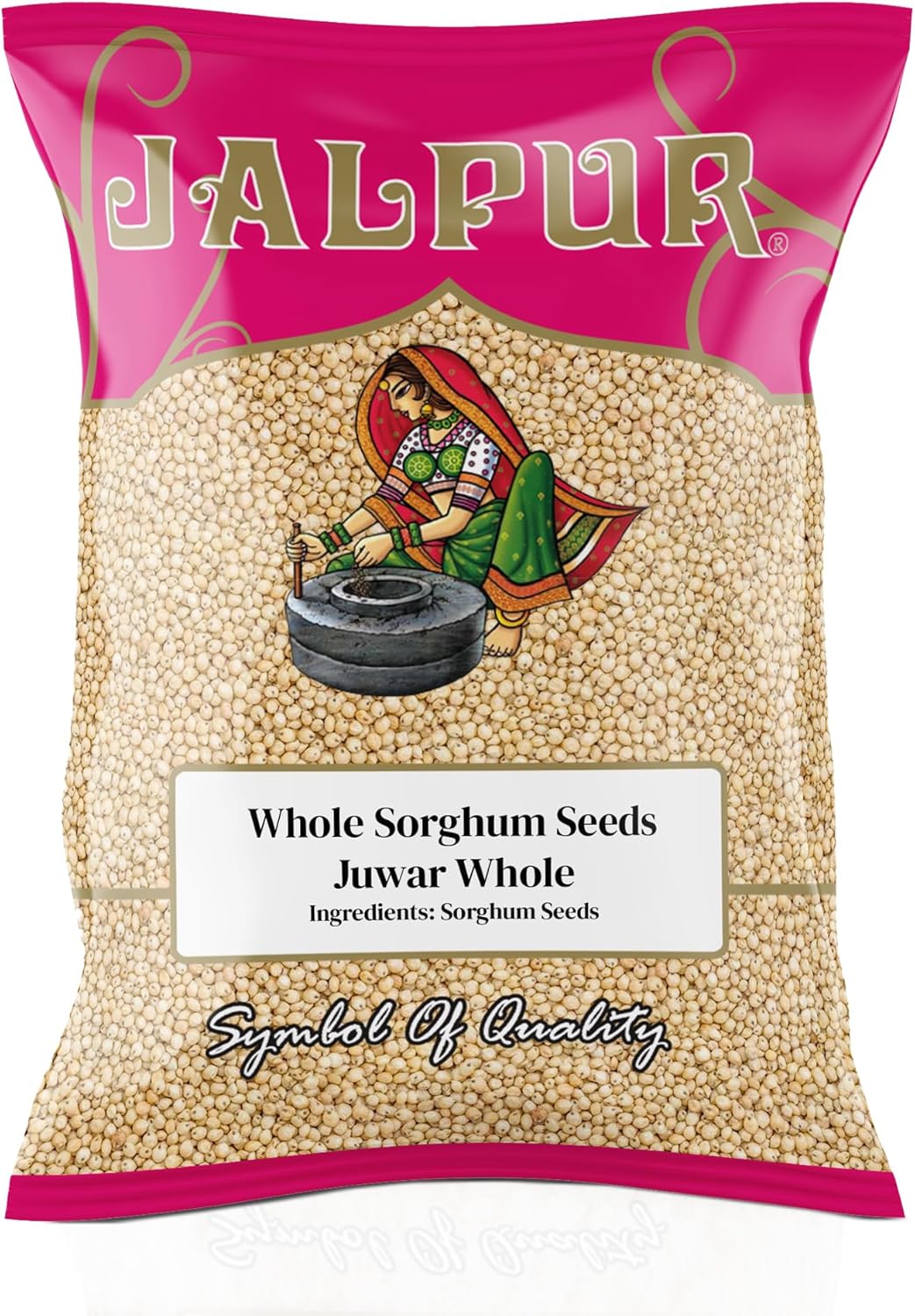JALPUR MILLERS Whole Sorghum Seeds (Juwar Whole) 2kg – High Fibre Indian Millet for Cooking, Baking, and Healthy Eating – Natural, Vegan Friendly, Traditional Grain for Roti, Bhakri, and Porridge