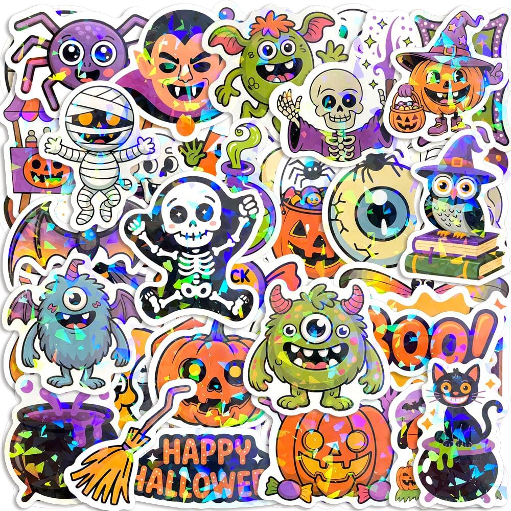 Halloween Stickers for Kids – 100PCS No-Repeat Child-Friendly Designs, Waterproof Vinyl, Perfect for Trick or Treat Handouts, Party Favors, Classroom Rewards & Halloween Crafts