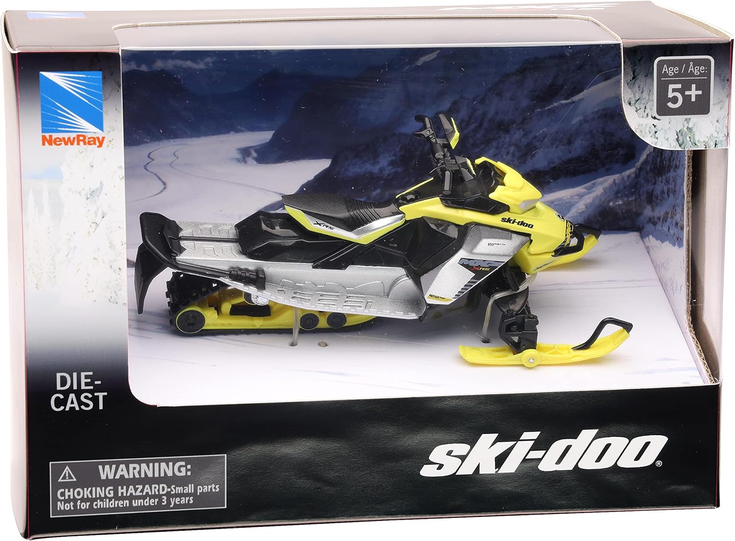 NewRay Toy 1:20 Scale Mini Die Cast MXZ X-RS Snowmobile Yellow
