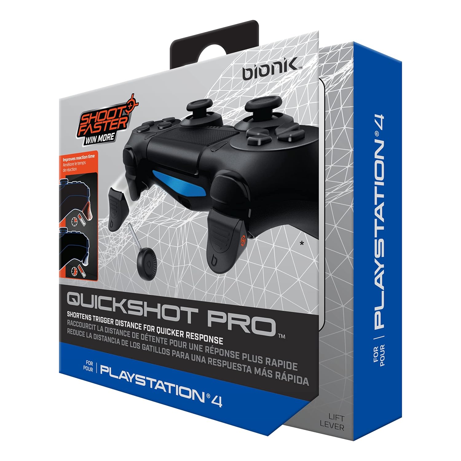 Bionik Quickshot Pro: Customizable Trigger Enhancement Kit Designed for PlayStation 4 Dualshock Controllers -Improved Ergonomics - PlayStation 4 controllers triggers