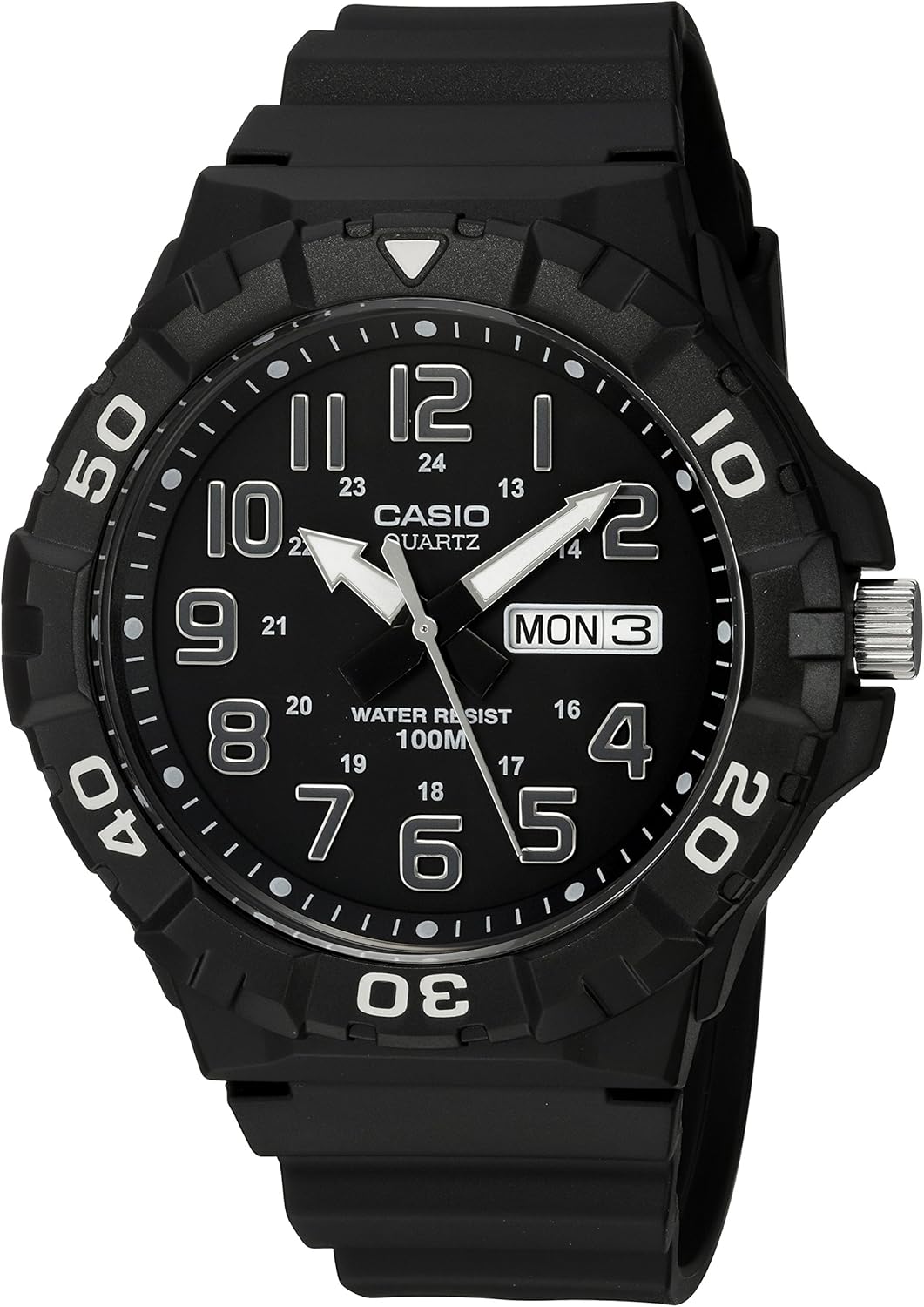 Casio MRW200H Series | Men's Analog Watch | Sporty Design | 100 Meter Water Resistance | Date Display | Rotary Bezel | Regular Time Keeping (HR, Min, SEC, PM, Date, Day) | 3 Year Battery