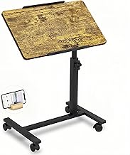 Overbed Table with Wheels Bedside Rolling Laptop Stands Mobile Tray Desk Portable Hospital Bed Table (Yellow)