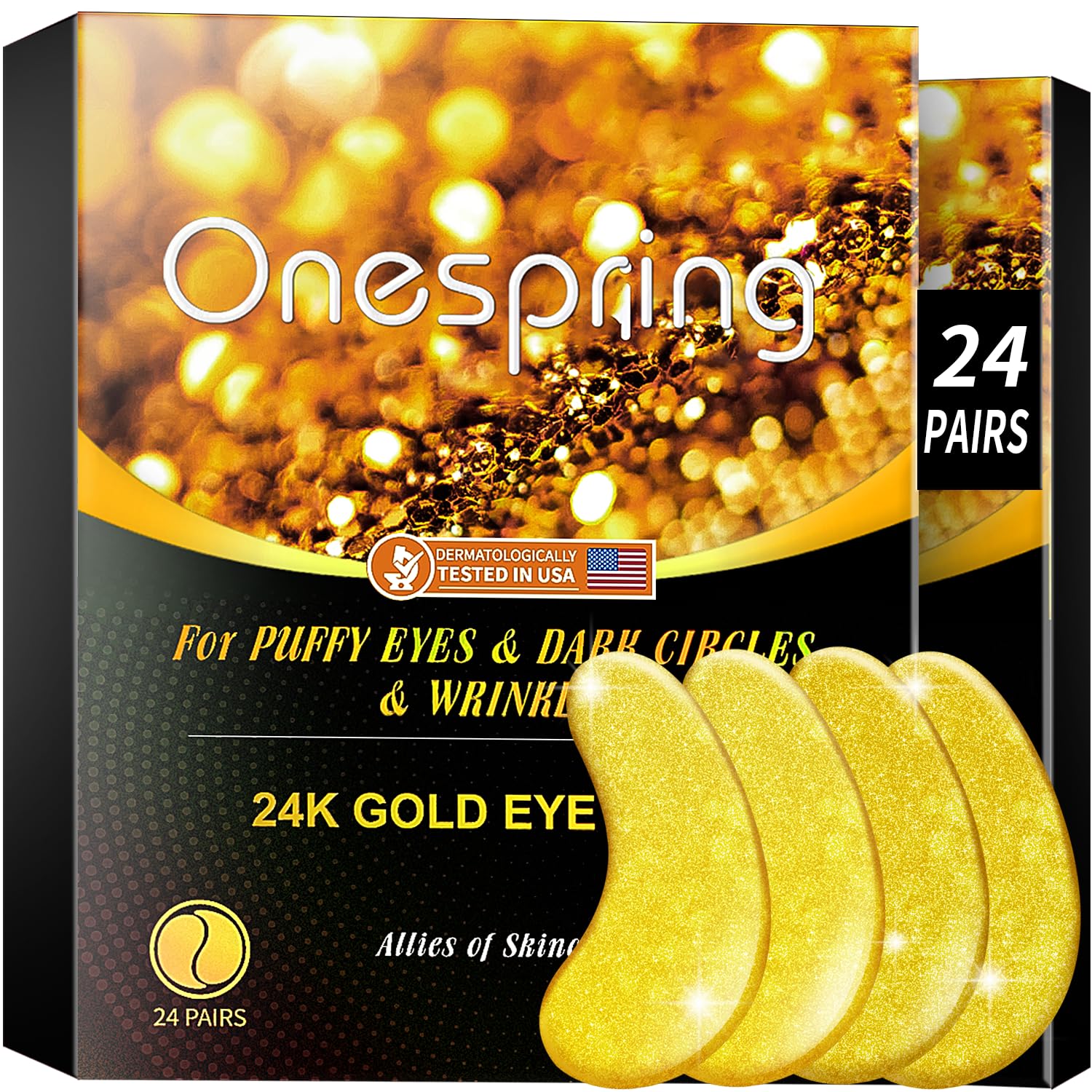 Under Eye Patches (24 Pairs) - Golden Under Eye Mask for Dark Circles, Puffiness & Wrinkles, Natural Collagen Eye Gels Pads for Refreshing, Revitalizing, Beauty & Personal Care