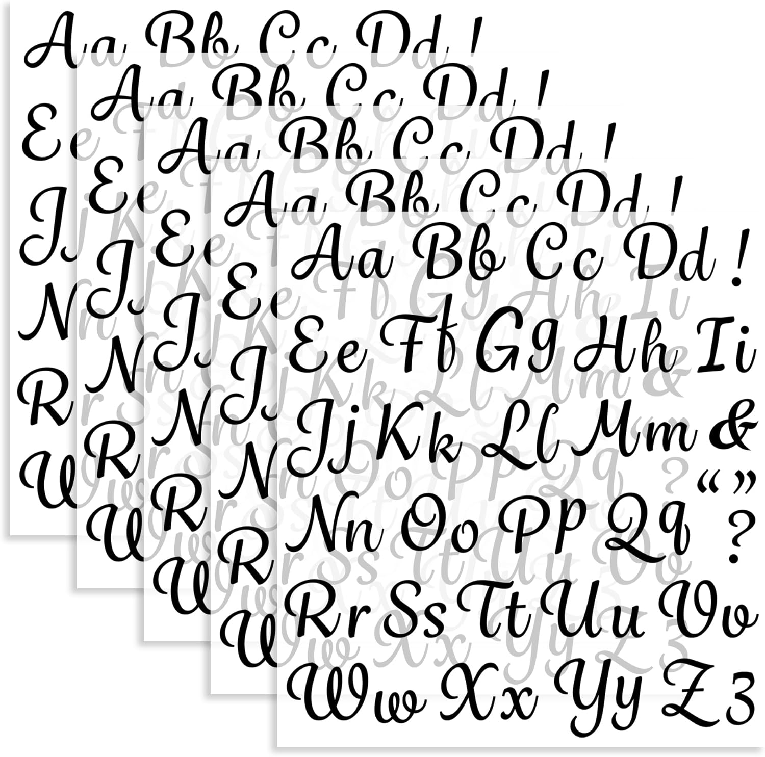 5 Sheets 285 Pieces Iron On Letters for Clothing, 1 Inch Black Heat Transfer Vinyl Letters, Iron On Cursive Upper & Lowercase Alphabets Decals with A-Z for Backpack，Jerseys，Fabric T-Shirts DIY