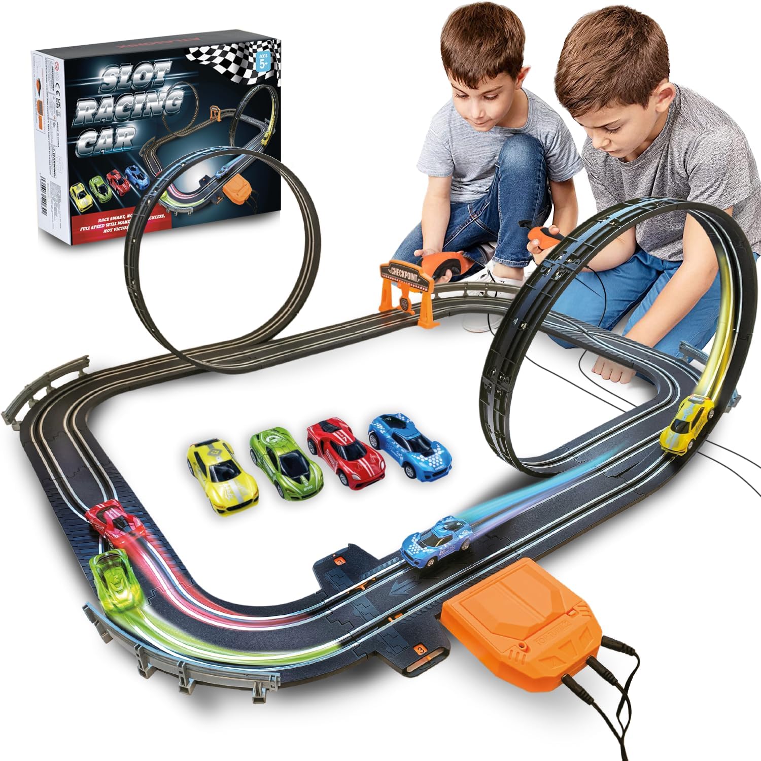 Atlasonix Slot Car Race Tracks Sets - Slot Cars, Race Track & Accessories Electric Race Vehicle Track, Dual Electric Race Track for Girls & Boys Age 5 Years+
