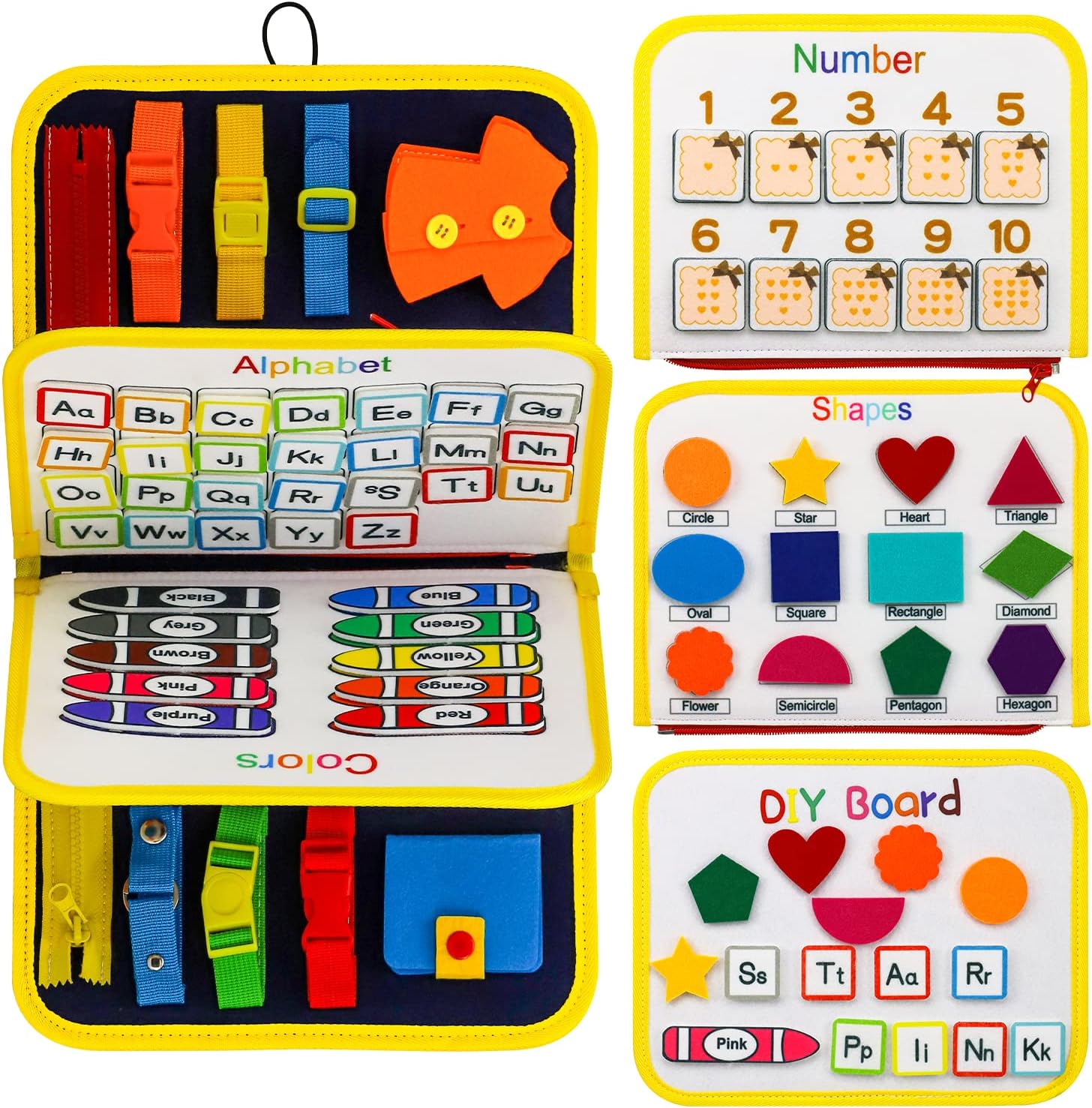 HarVow Felt Montessori Busy Books for Toddlers, Busy Boards Multiple Themes, Busy Book Portable Autism Toys can Zipper Removable, Easy Reusable for Preschool Sensory Busy Activities Learning Busy Toy