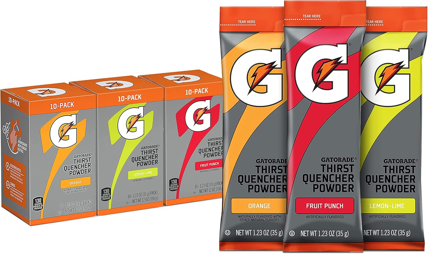 Gatorade Thirst Quencher Powder Sticks, 3 Flavor Variety Pack, (30 Pack)