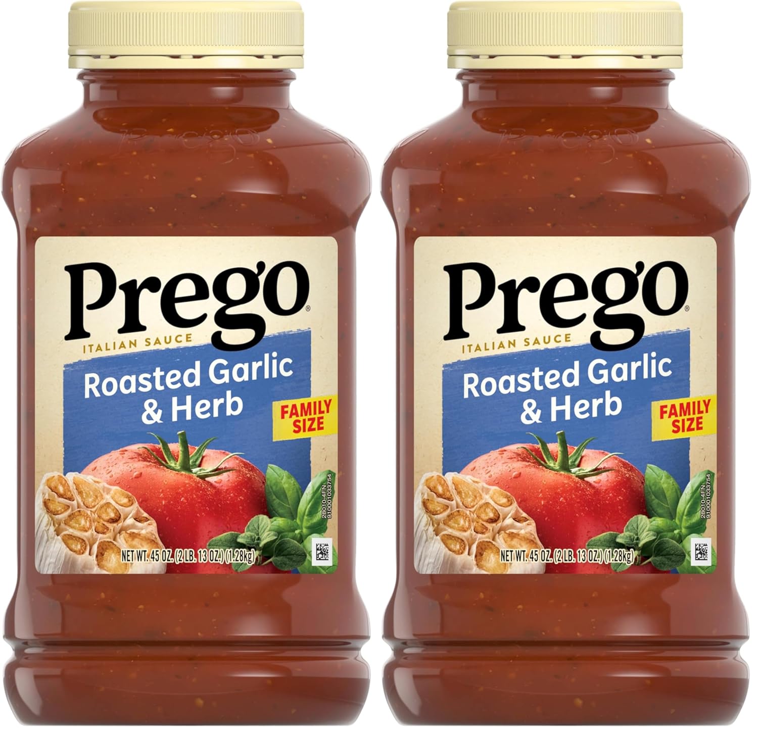 Prego Roasted Garlic and Herb Pasta Sauce, 45 Oz Jar (Pack of 2)