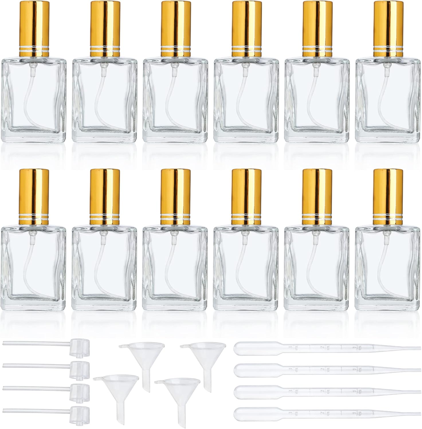 YU FENG 12pcs Clear Perfume Spray Bottles 15ml Glass Fine Mist Sprayer Empty Spray Bottles Refillable Container Perfume Atomizer for Cleaning, Essential Oil, Liquid