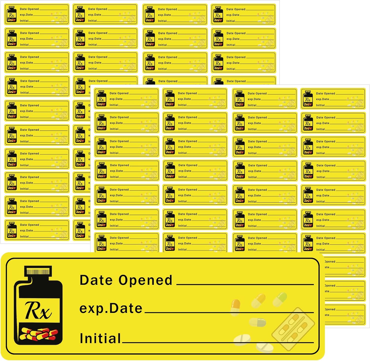 1000 Pcs Date Opened/Expired Stickers 1.5 x 0.5 Inch - Medication Instruction Pharmacy Expiration Drugstore Label for Drug Pills Inventory Organization