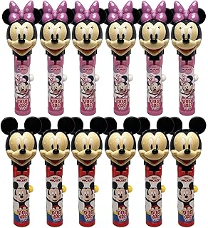 Pop Ups! Minnie & Mickey Mouse Lollipop Holder - 12 Lollipops with Cases - Individually Wrapped Candy Party Favors - Mickey Mouse Candy - Bulk Set of 12