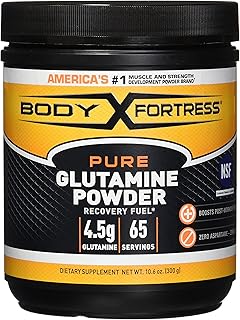 Body Fortress 100% Pure Glutamine Powder, 300g Jar (1ct), Nutrient Replenishment Powder for Post-Workout Recovery Glutamine Supplement