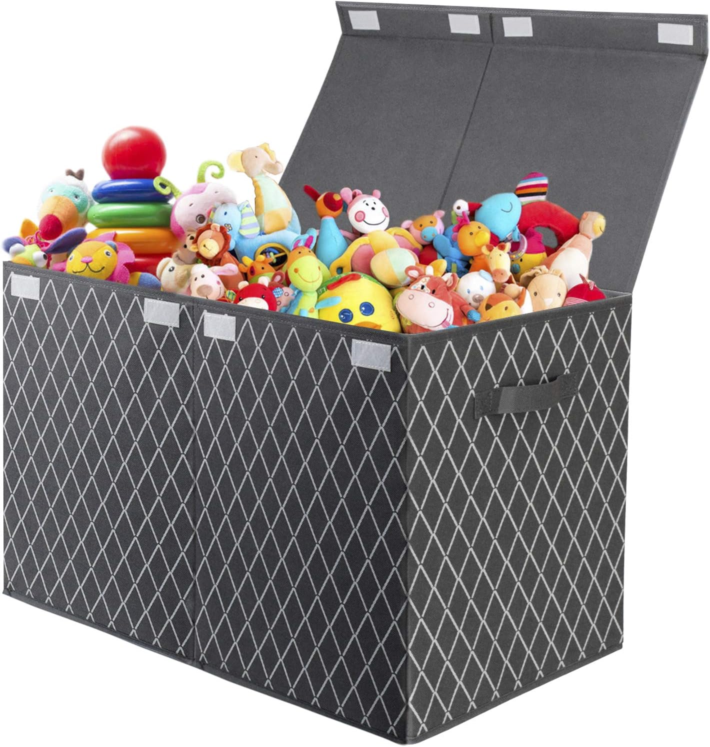 VERONLY Toy Storage Boxes for Boys Large Kids Chest, Foldable Fabric Storage Box Basket Organzier with lid and 2 handles for Toys,Books,Blankets,Clothes (Grey)