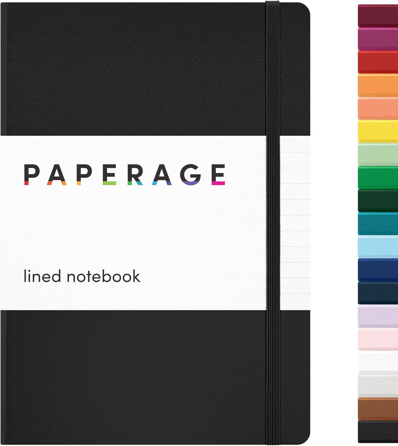 PAPERAGE Lined Journal Notebook, (Black), 160 Pages, Medium 5.6 inches x 8 inches - 100 GSM Thick Paper, Hardcover